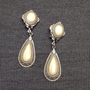 Antique Styled Teardrop Faux Pearl Earrings